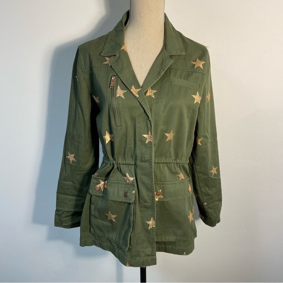 Romeo & Juliet Couture Green Utility Jacket with Gold Stars - Picture 7 of 12